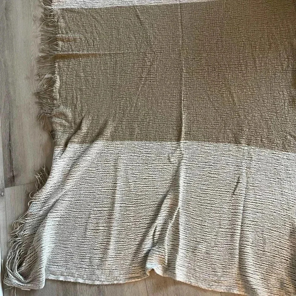 Mark & Graham by Williams Sonoma Fringe Throw Blanket - 100% Acrylic - Beige/Tan - Picture 7 of 8